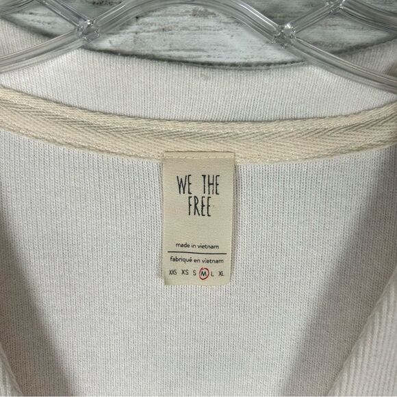 We The Free Cardigan V-Neck Long Sleeve Ribbed Button Front Ivory Medium - Picture 3 of 6